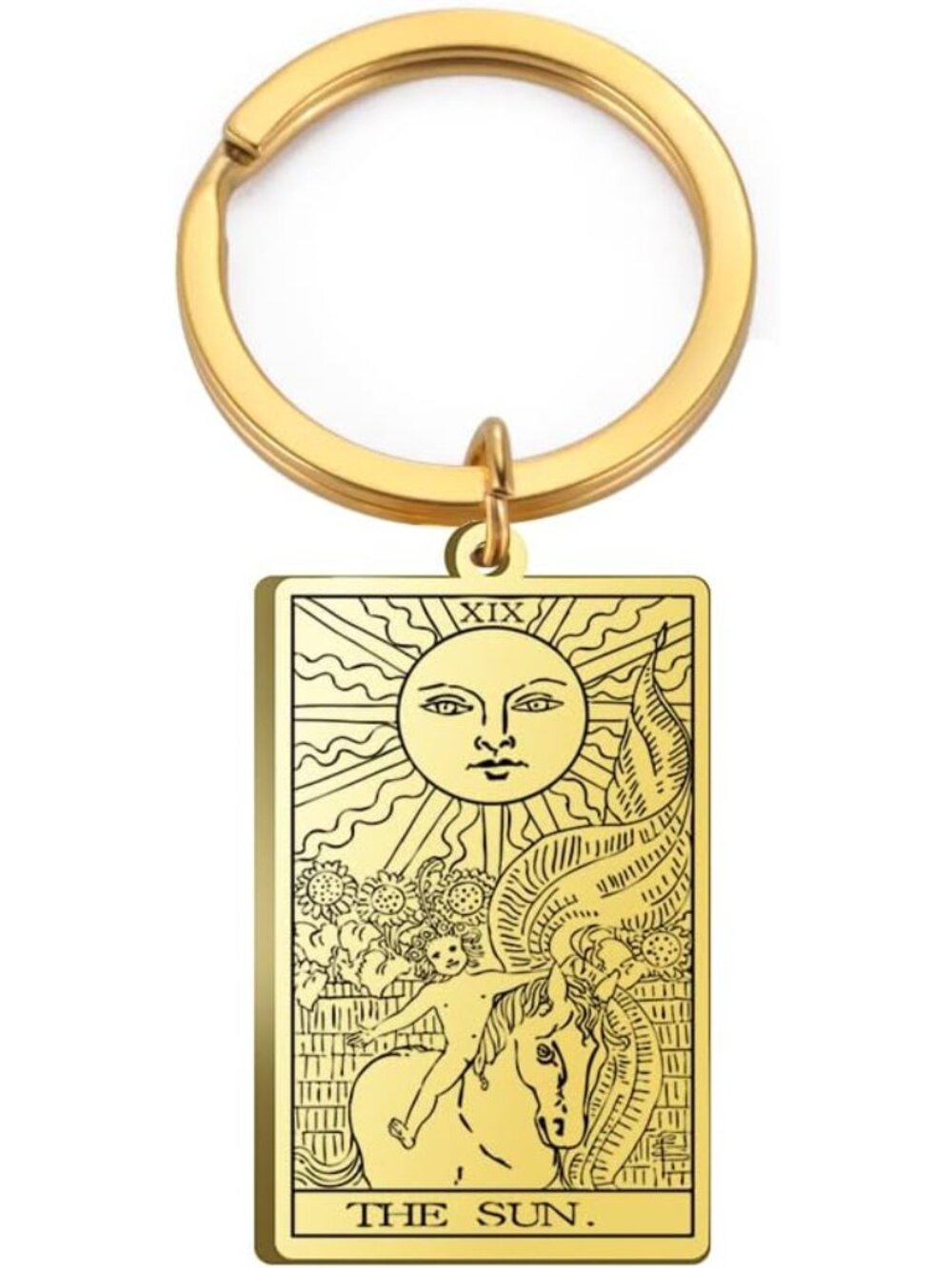 Tarot Cards Keychains Stainless Steel Vintage Amulet Wiccan Keyring for Keys Car